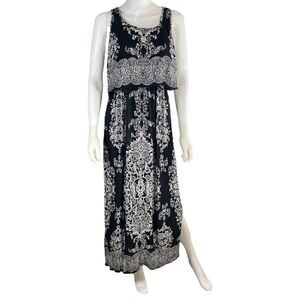 Bila Women's Black Floral Maxi Dress Medium Made in India